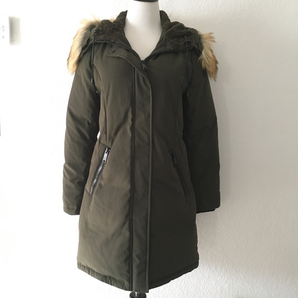 sam edelman faux fur trimmed hooded fill parka